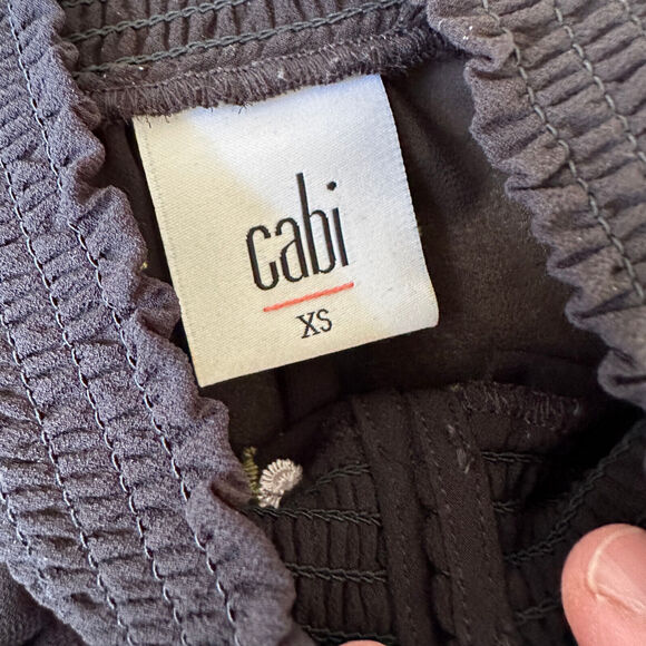 Cabi Blouse Womens XS Embroidered Floral Flowy Semi Sheer Preppy Academia Black - Picture 9 of 12